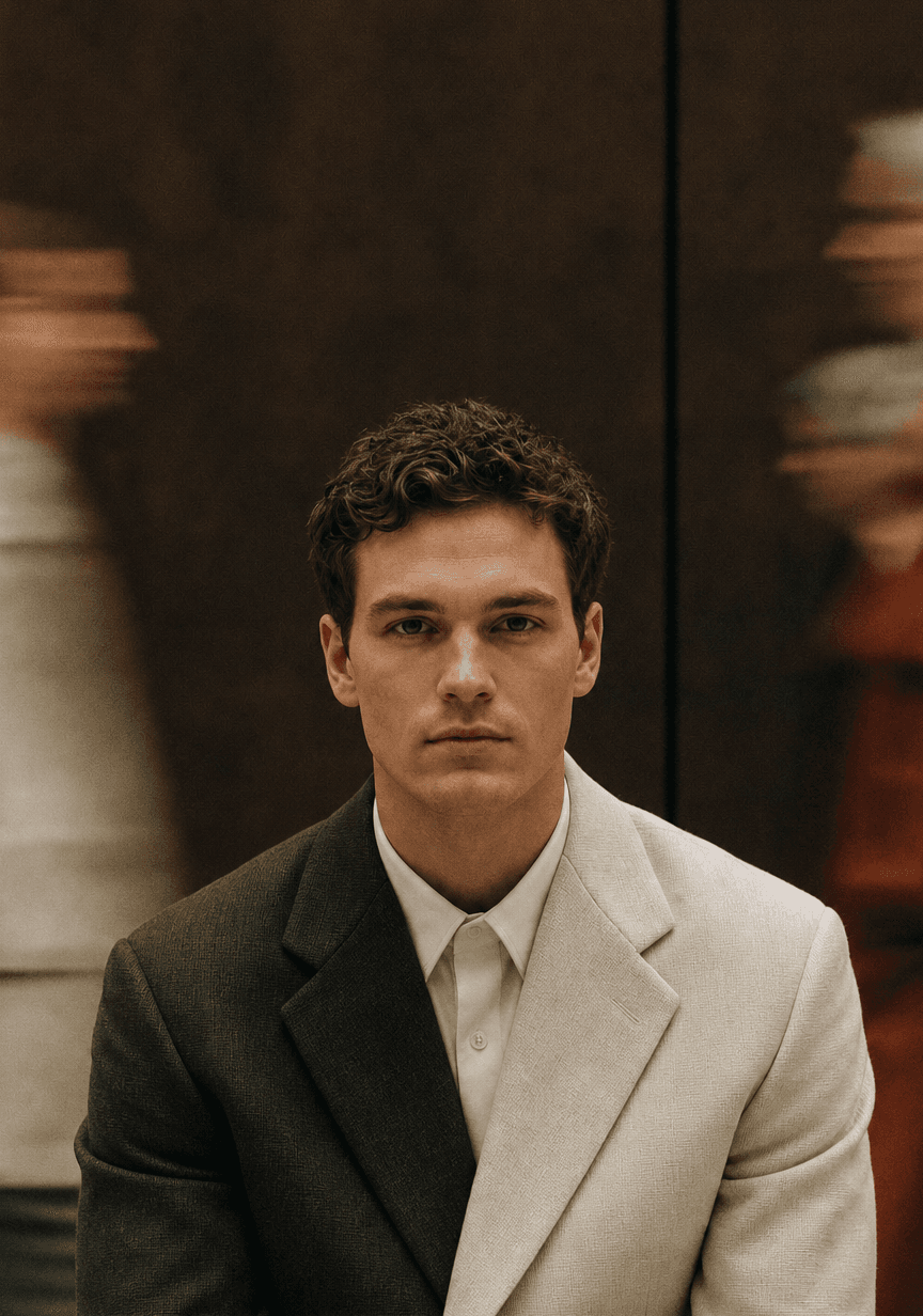 Men — Ripli portrait of a model in two-tone tailoring